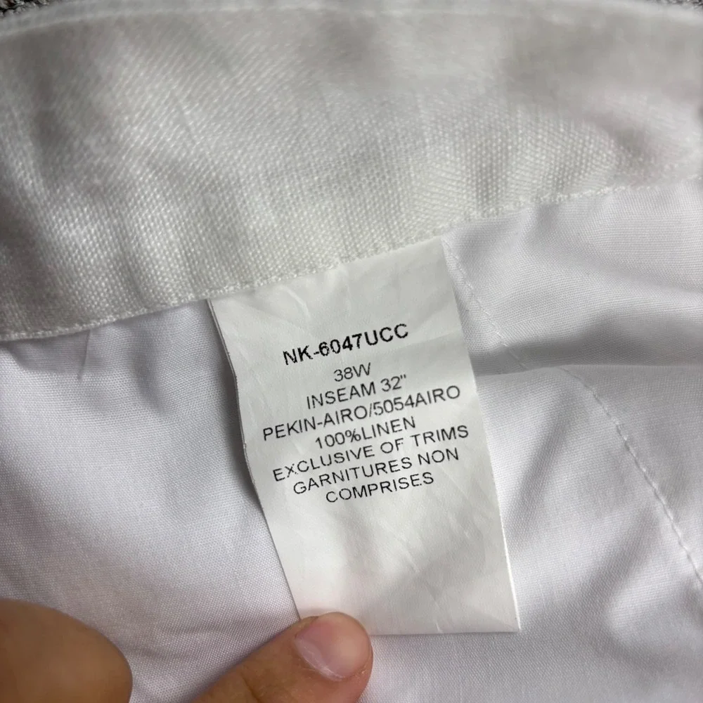 Collars & Co. Linen Trousers Mens 38x32 Amalfi White Side Adjusters Beach Summer